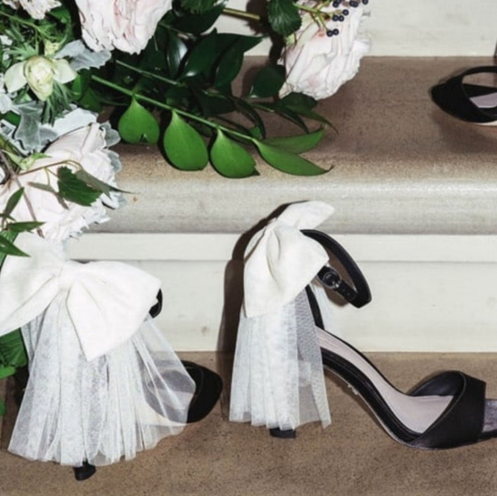 ANTONIO MELANI x Born on Fifth Elle Satin Tulle Bow Back Heels